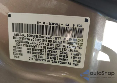 2004 Honda Odyssey Ex z USA, uszkodzony, nr VIN 5FNRL18874B083755
